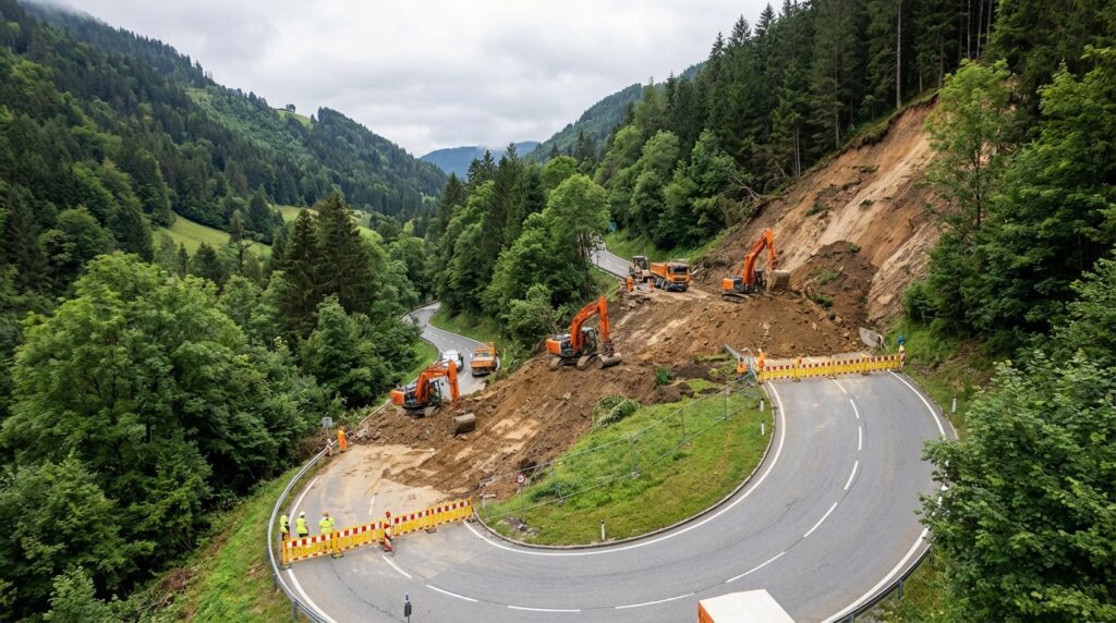 地震豪雨擊北橫明池路段瞬間吞路600方土石封山 坍方畫面曝光